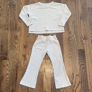 Rylee & Cru Cream Ribbed Knit Sweater and Pants Set